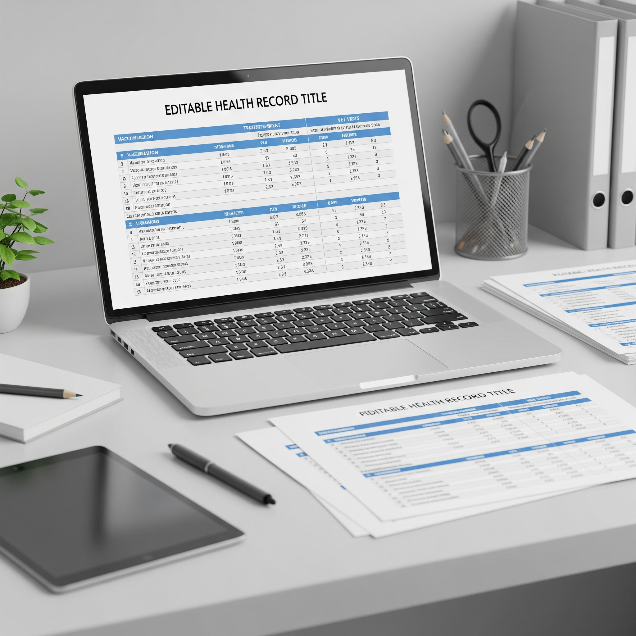 Pet Health Record Templates